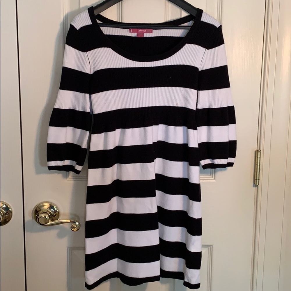 Black&white striped mini dress